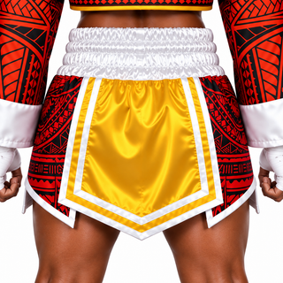Tribal Gla Yellow-White-Red Amanda Gladiator Shorts