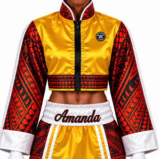 Tribal Crop top JKT Yellow-White-Red Amanda Jackets