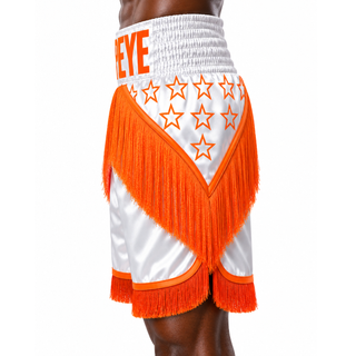 STAR QUALITY BX White & Orange Raphael Custom Boxing Shorts & Trunks