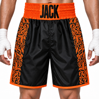 Royal BX Black & Orange Carl Custom Boxing Shorts & Trunks