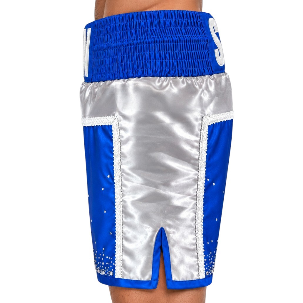 JOSHUA BX Erin Blue & Silver Custom Boxing Shorts & Trunks