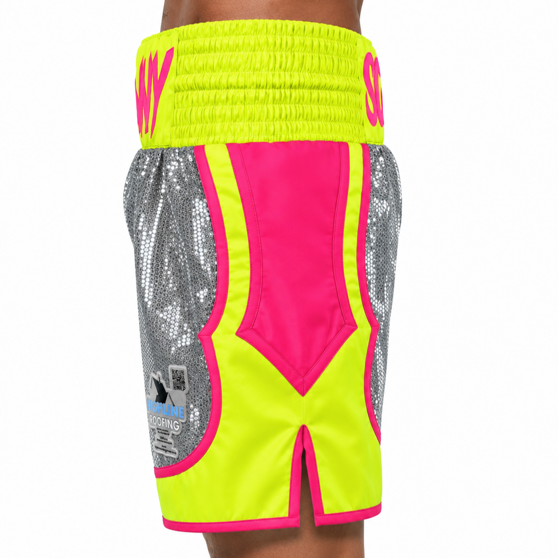 Fury BX  Silver & Pink Neon Green  Sonni Custom Boxing Shorts & Trunks