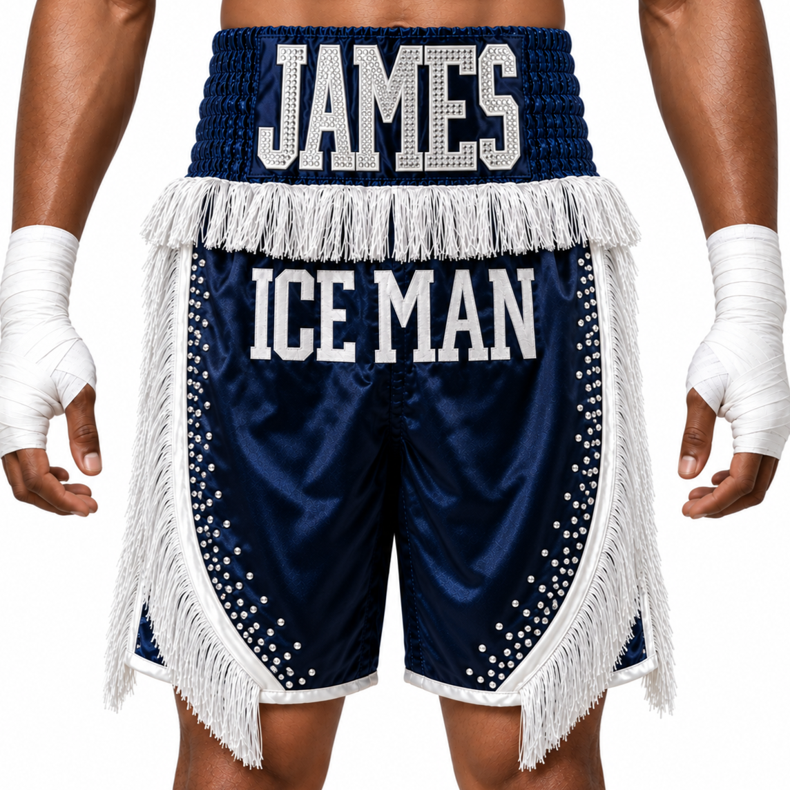 Navy Blue & White & Crystals James