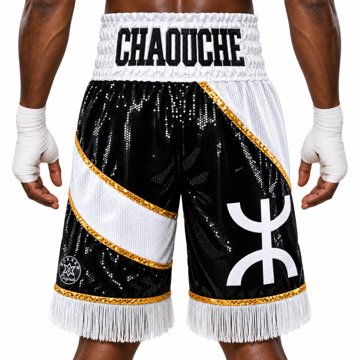 New York BX Black & White Cristophe Custom Boxing Shorts & Trunks