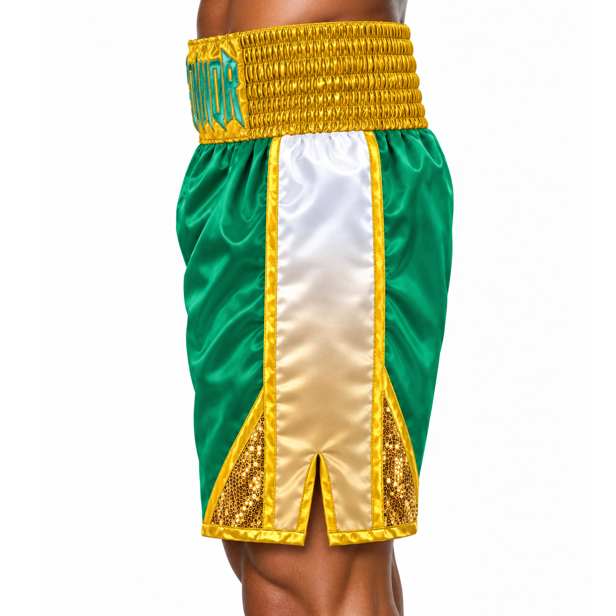 CHAOS BX Green & Gold Carl Custom Boxing Shorts & Trunks