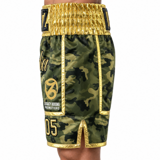 BOMBER BX Green Camo & Gold snakes Aaron Custom Boxing Shorts & Trunks