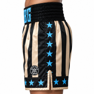 CREED BX Black-Blue-Dark Champagne Nicola Custom Boxing Shorts & Trunks