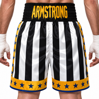 CREED BX  Black-White-Yellow Robin Custom Boxing Shorts & Trunks