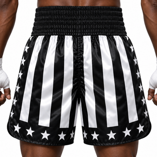 CREED BX  Black & White Josh Custom Boxing Shorts & Trunks