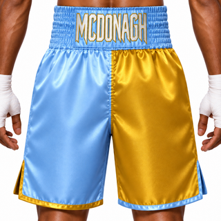 Haringey BX Light Blue & Kings Gold Delora Custom Boxing Shorts & Trunks