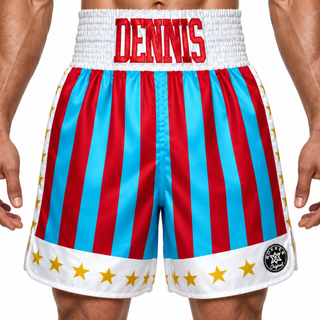 CREED BX Red & Blue Dennis Custom Boxing Shorts & Trunks
