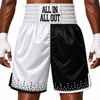 Haringey BX Black & White with Crystals Maher Custom Boxing Shorts & Trunks
