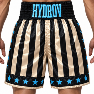 CREED BX Champagne & Blue Big AL Custom Boxing Shorts & Trunks
