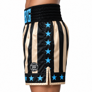 CREED BX Champagne & Blue Big AL Custom Boxing Shorts & Trunks