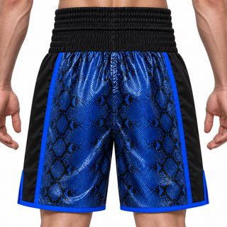 Side Stripe BX Blue Contrast Snake & Black Skye Custom Boxing Shorts & Trunks