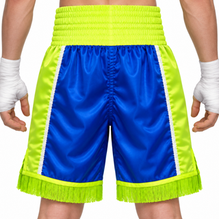 Side Stripe BX Blue & Neon green Custom Boxing Shorts & Trunks