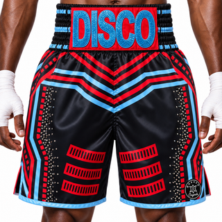 ROBOT BX Black-Red-Light blue with crystals Freddie Custom Boxing Shorts & Trunks