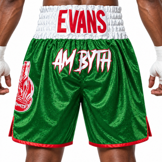 Touch Gloves BX Green & White & Red Anthony Custom Boxing Shorts & Trunks