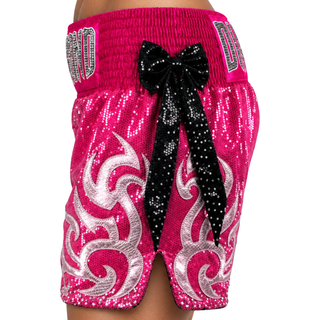 Pink LEDA Muay Thai Shorts with Thick Waistband Triangle design