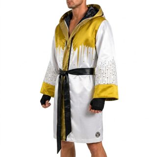 Eduardo 210570 robe in white and metallic gold