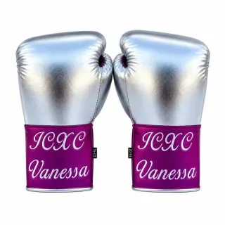 Silver and Purple Nicholas D boxing gloves