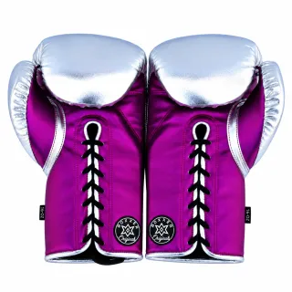 Silver and Purple Nicholas D boxing gloves