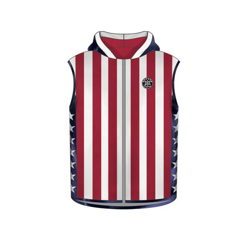 Customisable Creed-style boxing jacket template for boxing, Muay Thai, and MMA. Fully sublimated design inspired by classic Apollo Creed walkout style.