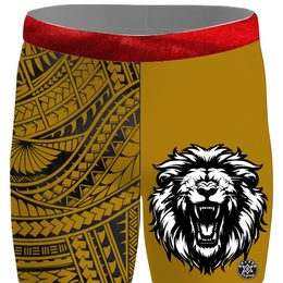 Compression Vale Tudo shorts with a tribal motif on one leg and a plain opposite leg.