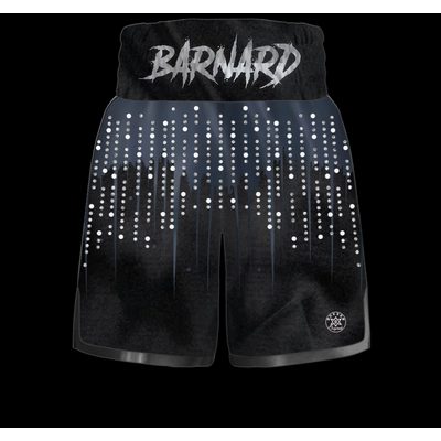Shine Bright custom boxing shorts with drip-effect design, contrasting waistband and trim. Personalise with colours, logos, embellishments, and full size range.