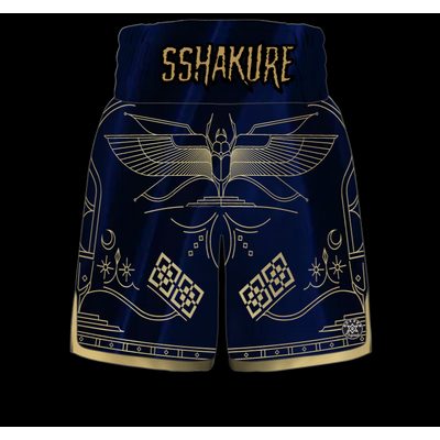 Customisable Egyptian warrior boxing shorts template. Fully sublimated design made for boxers who want unique, performance-ready custom fightwear.