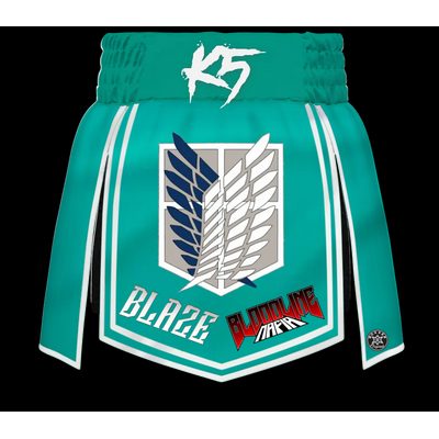David Gladiator custom gladiator boxing shorts with V-shaped front and back panels and angled side panels in men’s and women’s fits.